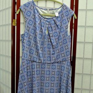 Size 12 blue floral-type lined dress by Wisp